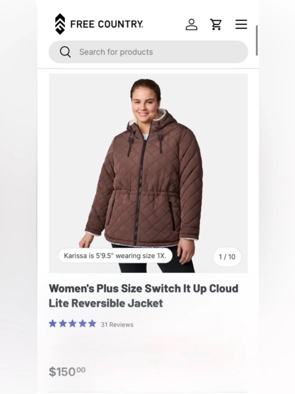 Women’s Free Country 3X Switch it Up Cloud Lite Reversible Jacket NEW